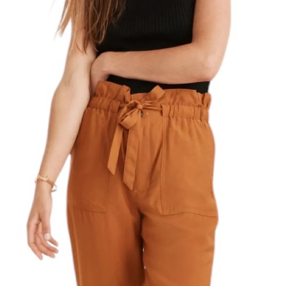 Madewell Dunaway High Waisted Paperbag Pants in Golden Pecan Size L - Picture 3 of 9